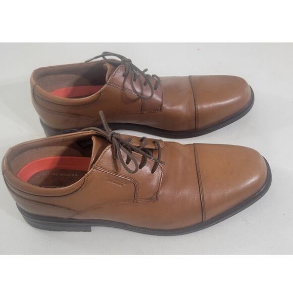 Rockport Dress Shoe Mens 13 Brown Leather Waterproof Slip Resistant No Moisture - Picture 1 of 13